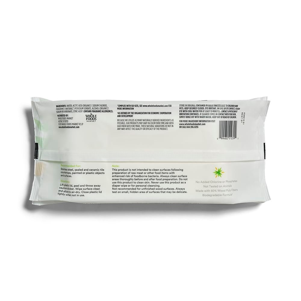 365 by Whole Foods Market Lemon Verbena Surface Cleaning Wipes, 80 CT - Image 2