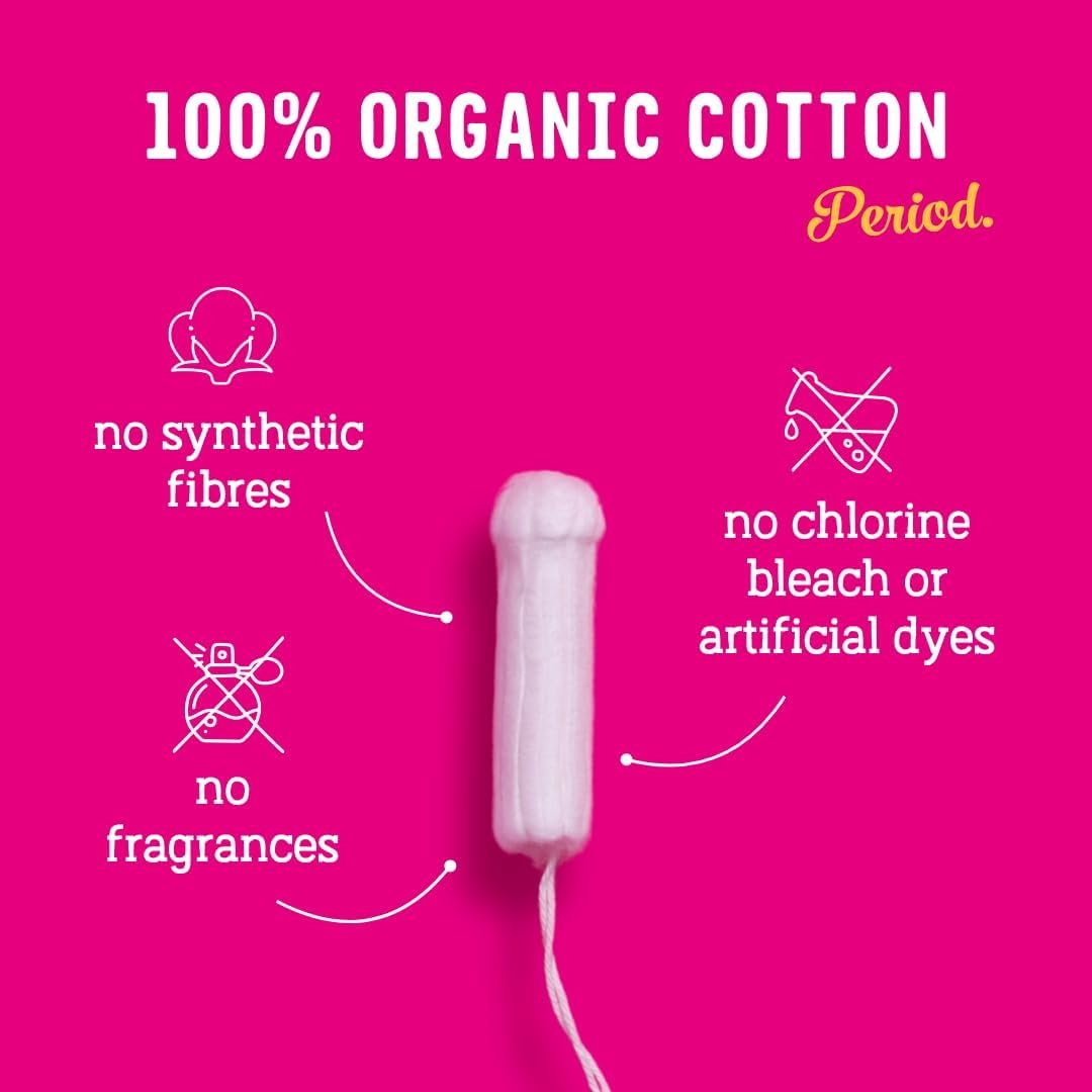Flo - Organic Cotton Tampons for Women - 32 Pack (14 Regular, 18 Super) - Leak Proof - No Synthetic Fibers, Chlorine Bleach, Added Dyes - Bio-Plastic Applicator - Feminine Care - Vegan & Cruelty Free - Image 3