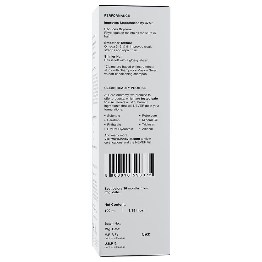 Bare Anatomy Ultra Smoothing Hair Serum Powered By Carbohydrate Complex & Niacinamide | Serum for Smooth & Shiny Hair | For Dry & Frizzy Hair | Women & Men | 100 ml - Image 7
