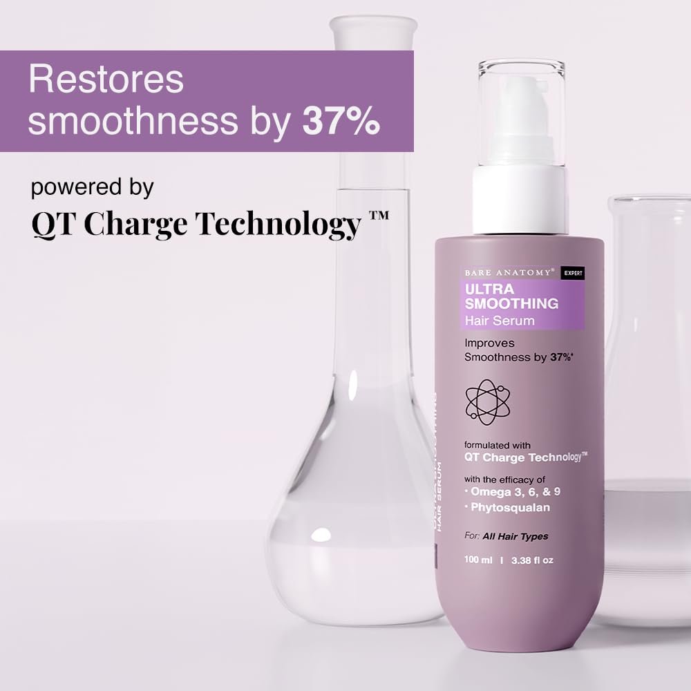 Bare Anatomy Ultra Smoothing Hair Serum Powered By Carbohydrate Complex & Niacinamide | Serum for Smooth & Shiny Hair | For Dry & Frizzy Hair | Women & Men | 100 ml - Image 2