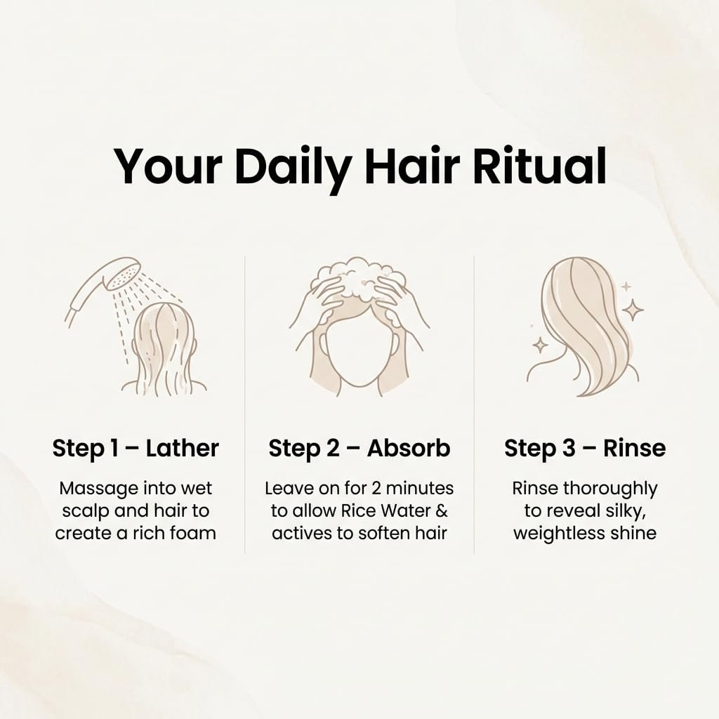 #OOTD Rice Water Biotin Shampoo for Hair Thickening & Volumizing - Sulfate Free Korean Hair Care with Hyaluronic Acid - Deep Hydration & Repair for Dry Damaged Hair, Sensitive Scalp, 20.29 Fl Oz - Image 6