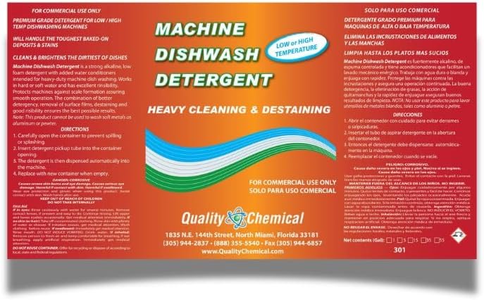 Quality Chemical Heavy Duty Liquid Alkaline Commercial Dishwasher Detergent - Industrial-Grade Formula Dissolves Food Stains, Grease, Grime and Residue - No Pre-Rinse Needed - Ready-to-Use 128oz - Image 6