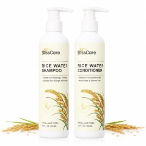 Rice Water Shampoo and Conditioner Set, Strengthen and Revitalize Hair, Nourish Damaged Hair for Women and Men, Hair Care, Restore Shine, Infused with Biotin, Citrus Peel, Rosemary
