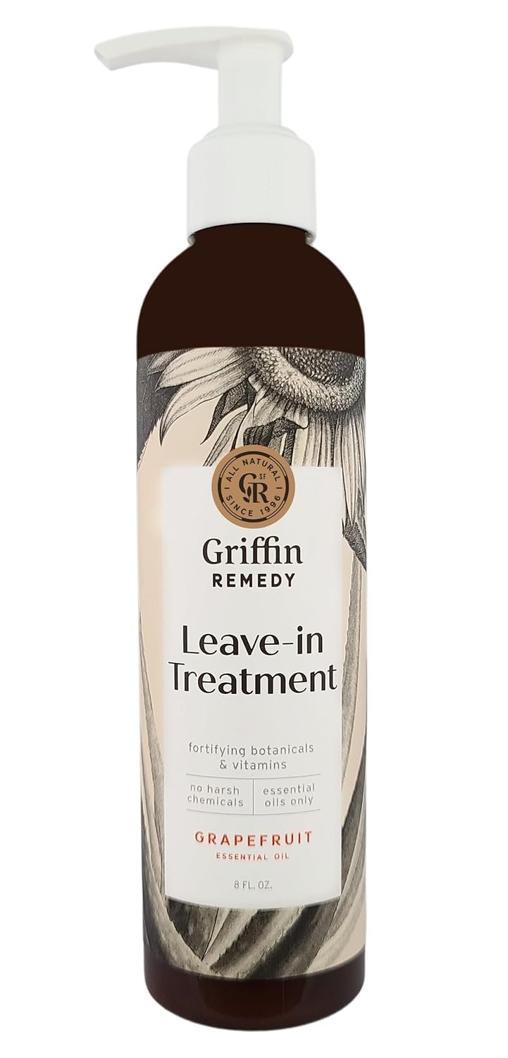 Griffin Remedy Leave-In Conditioner Treatment-Lightweight Moisture Formula to Smooth Frizz and Add Shine For All Hair Types-All Natural, Sulfate Free, Paraben Free, 8 fl oz