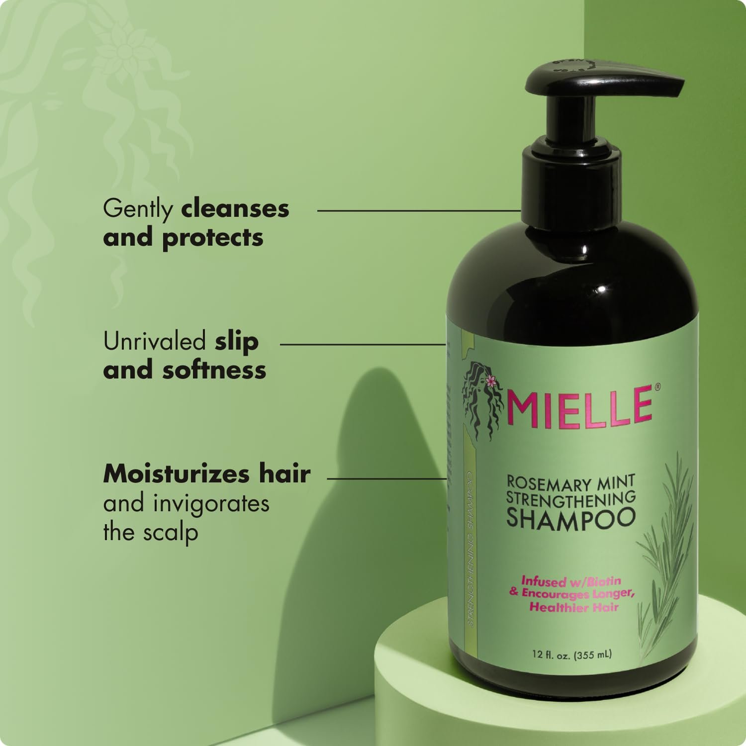 Mielle Organics Rosemary Mint Hair Strengthening Biotin Shampoo - Moisturizing Hair Shampoo for Women and Men to Gently Cleanse, Repair & Protect Strands (20 oz) - Image 3
