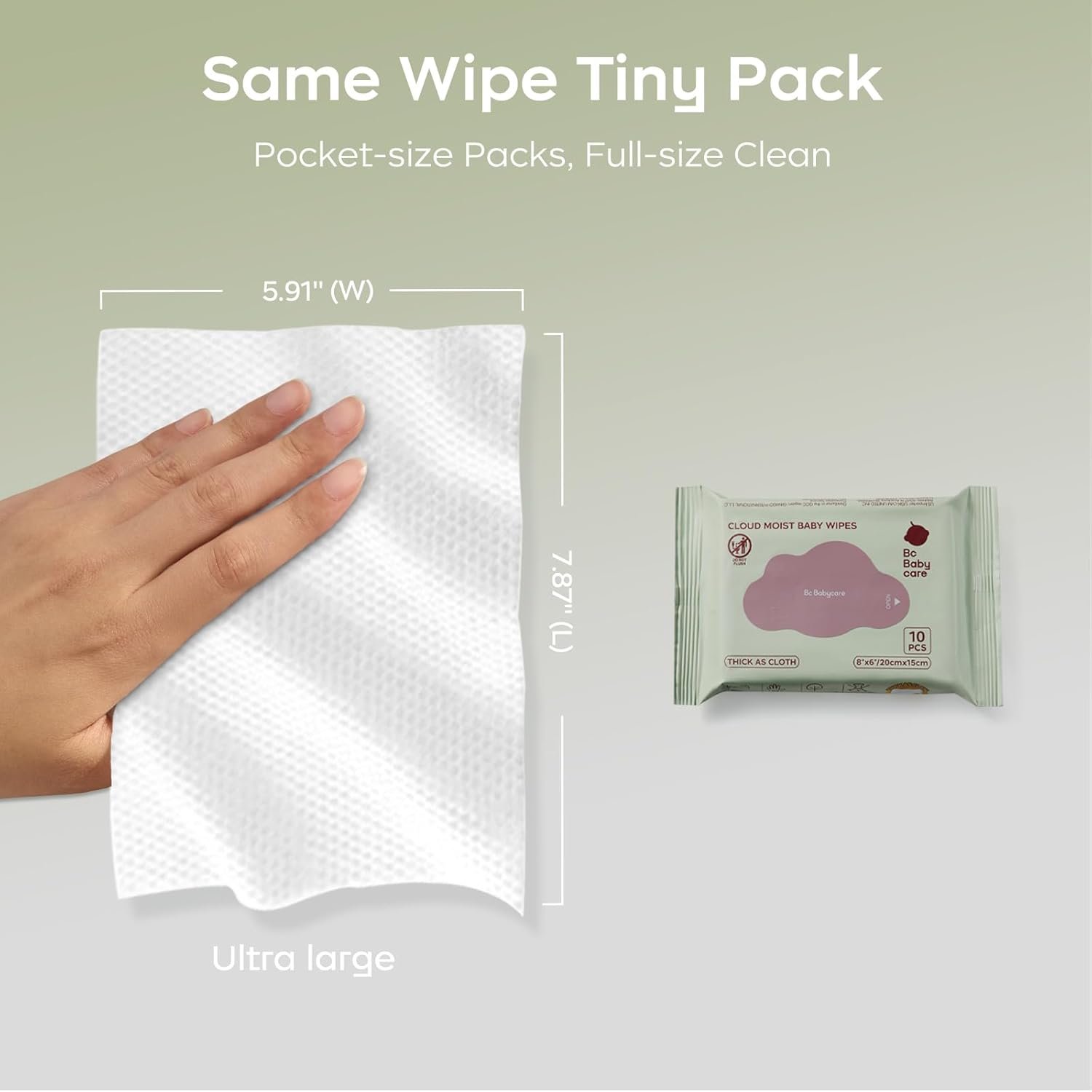Bc Babycare Cloud Moist Baby Travel Wipes, 6 Pack, On The Go Pocket Size, Ultra Thick, 99% Water, Unscented, Hypoallergenic for Sensitive Skin, Biodegradable - Image 5