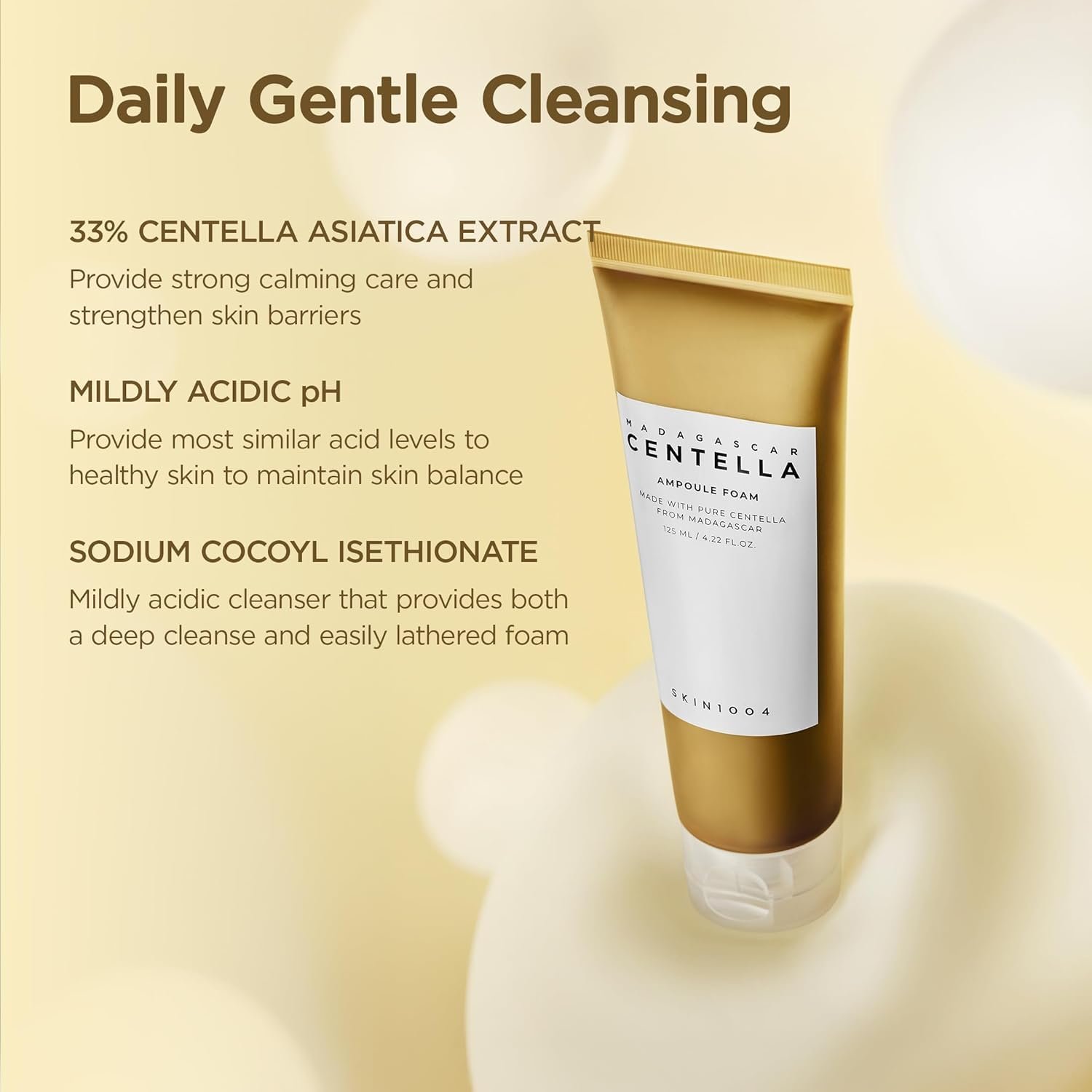 SKIN1004 Madagascar Centella Ampoule Foam, 4.23 fl.oz, Korean Face Cleanser & Makeup Remover with Centella Asiatica, Gentle Daily Cleanser for Soft Skin, Korean Skin Care - Image 4