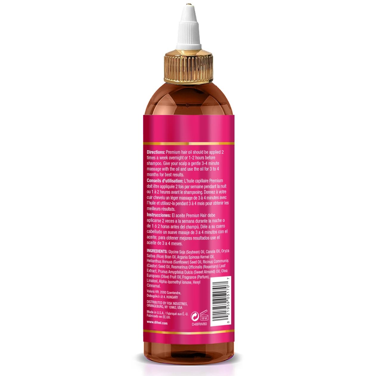Difeel Rice Water Premium Hair Oil 8 oz. - Strengthening Rice Water Moisturizer for Hair - Image 2