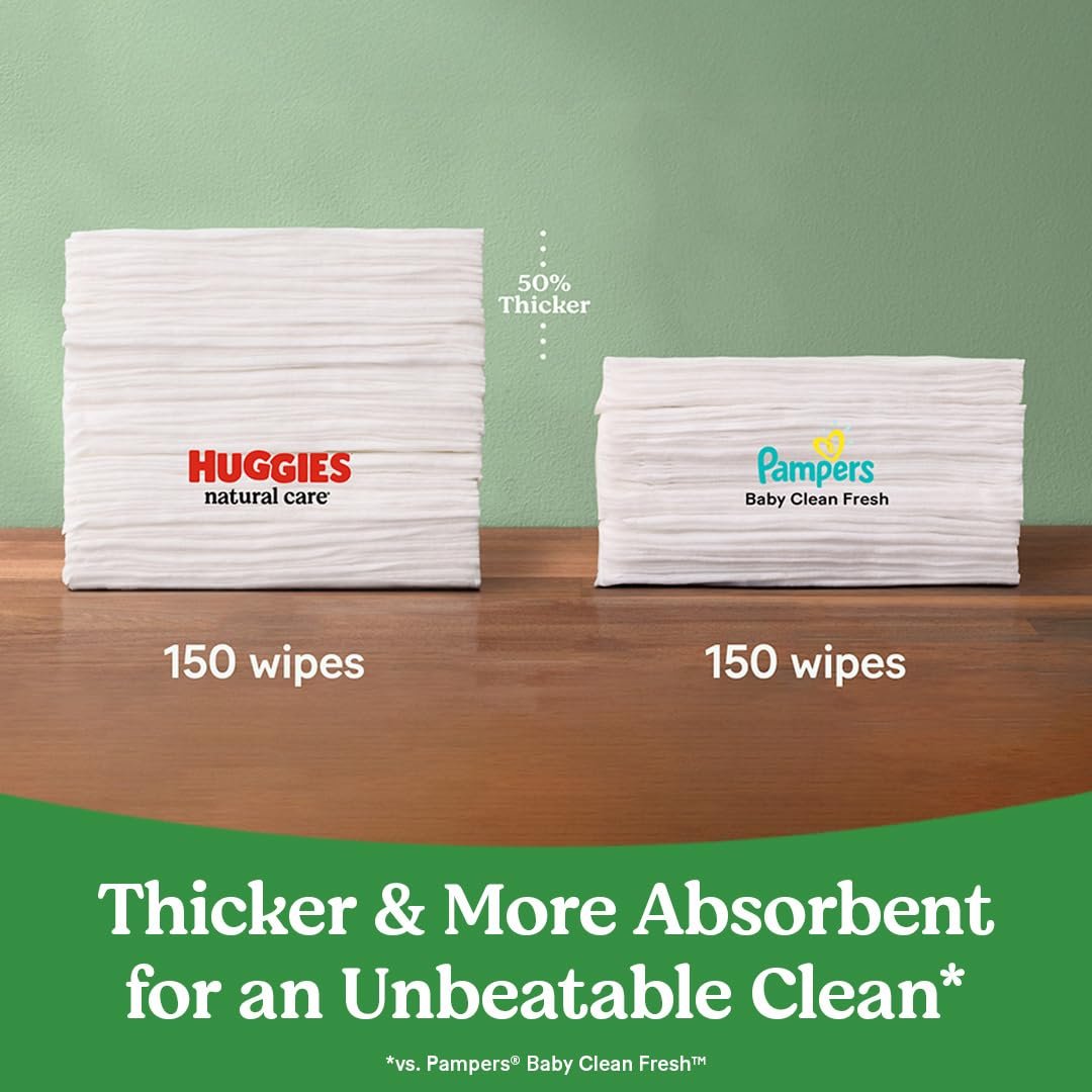 Huggies Natural Care Sensitive Baby Wipes, Unscented, Hypoallergenic, 99% Purified Water, 3 Refill Packs (528 Wipes Total) - Image 3