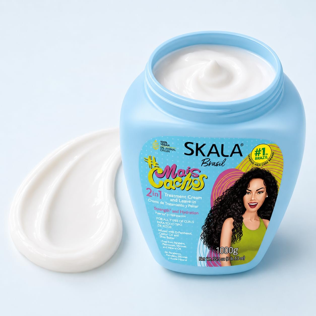 SKALA Mais Cachos Hair Type 3ABC - Eliminate Anti Frizz, For Curly Hair -2 in 1 Conditioning Treatment Cream and Cream To Comb 100% VEGAN 35.2 Oz (1 Pack) - Image 2