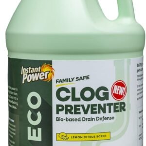 Instant Power Eco Clog Preventer – Enzyme Drain Cleaner Liquid and Deodorizer for Sink, Shower, Toilet, Garbage Disposal Cleaner, Bio-Based Drain Defense, Smell Remover and Odor Eliminator – 1 Gallon
