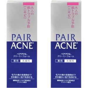 Lion Pair Ance Creamy Foam Anti- Acne Cleansing Cream Facial Cleanser for Adult 2.82 oz(80g) Set Of 2 Japanese Face Cleanser Face Wash