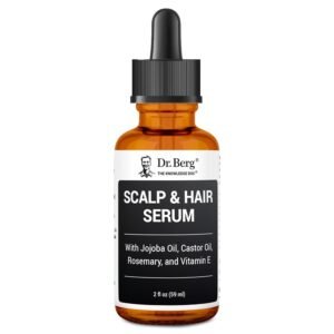 Dr. Berg Scalp & Hair Serum (Improved Formula) with Vitamin D3 & E – Clinically Tested, Paraben- and Sulfate-Free Hair Oil for Women & Men – Includes Rosemary Oil, Castor Oil & Jojoba Oil – 2 Fl oz
