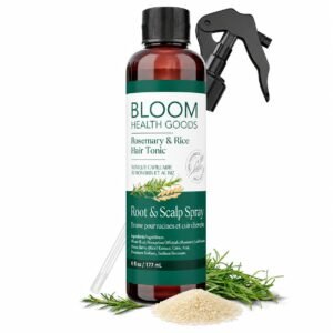 Bloom Health Goods Rosemary & Rice Water Spray for Hair – Homegrown Rosemary, Korean Root & Scalp Hair Tonic – Strengthens & Adds Fullness – Leave-In Mist for Thinning Hair, Men & Women – 6 oz
