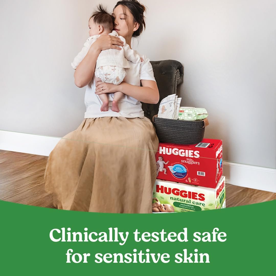 Huggies Natural Care Sensitive Baby Wipes, Unscented, Hypoallergenic, 99% Purified Water, 1 Flip-Top Pack (56 Wipes Total) (Pack of 3) - Image 8