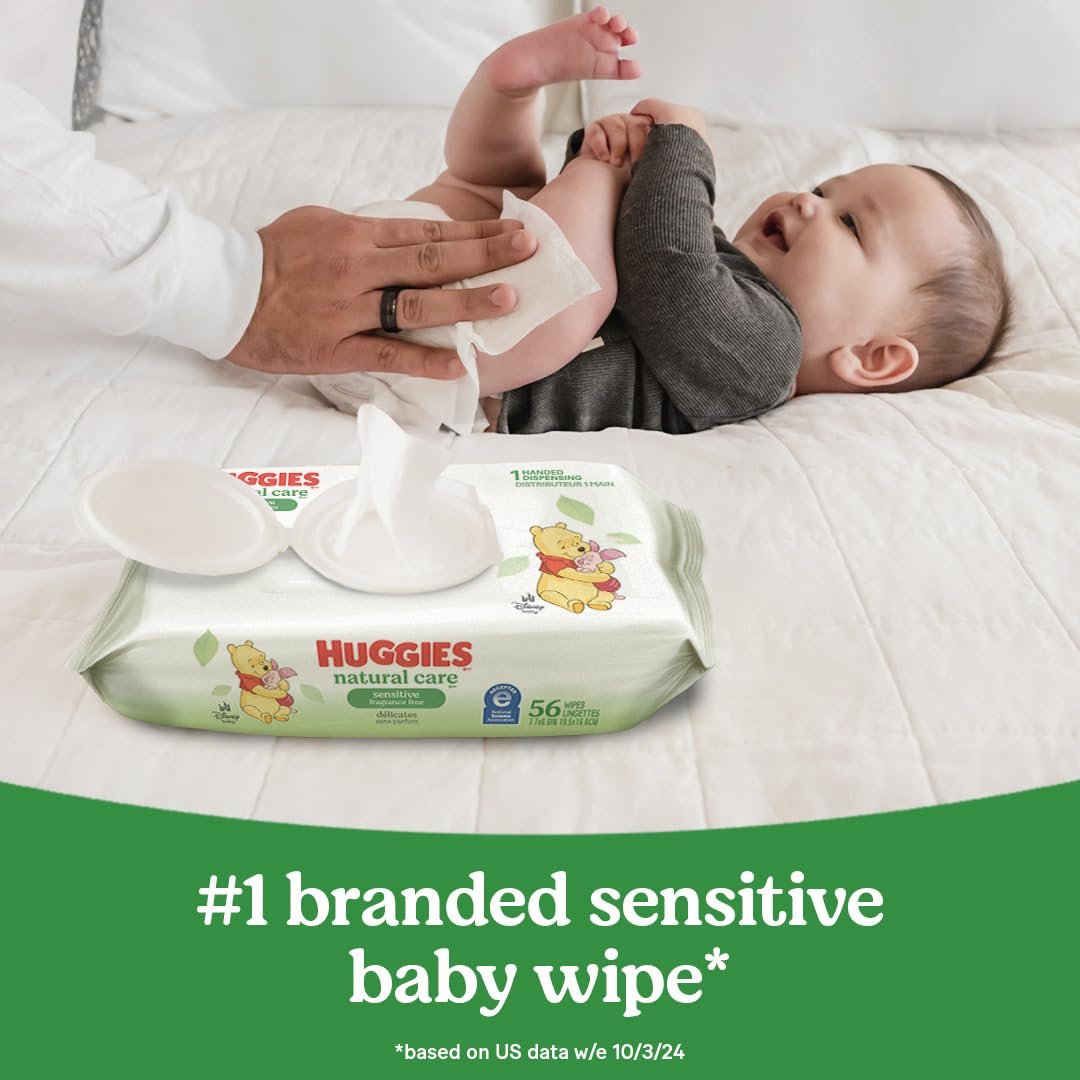 Huggies Natural Care Sensitive Baby Wipes, Unscented, Hypoallergenic, 99% Purified Water, 1 Flip-Top Pack (56 Wipes Total) (Pack of 3) - Image 10
