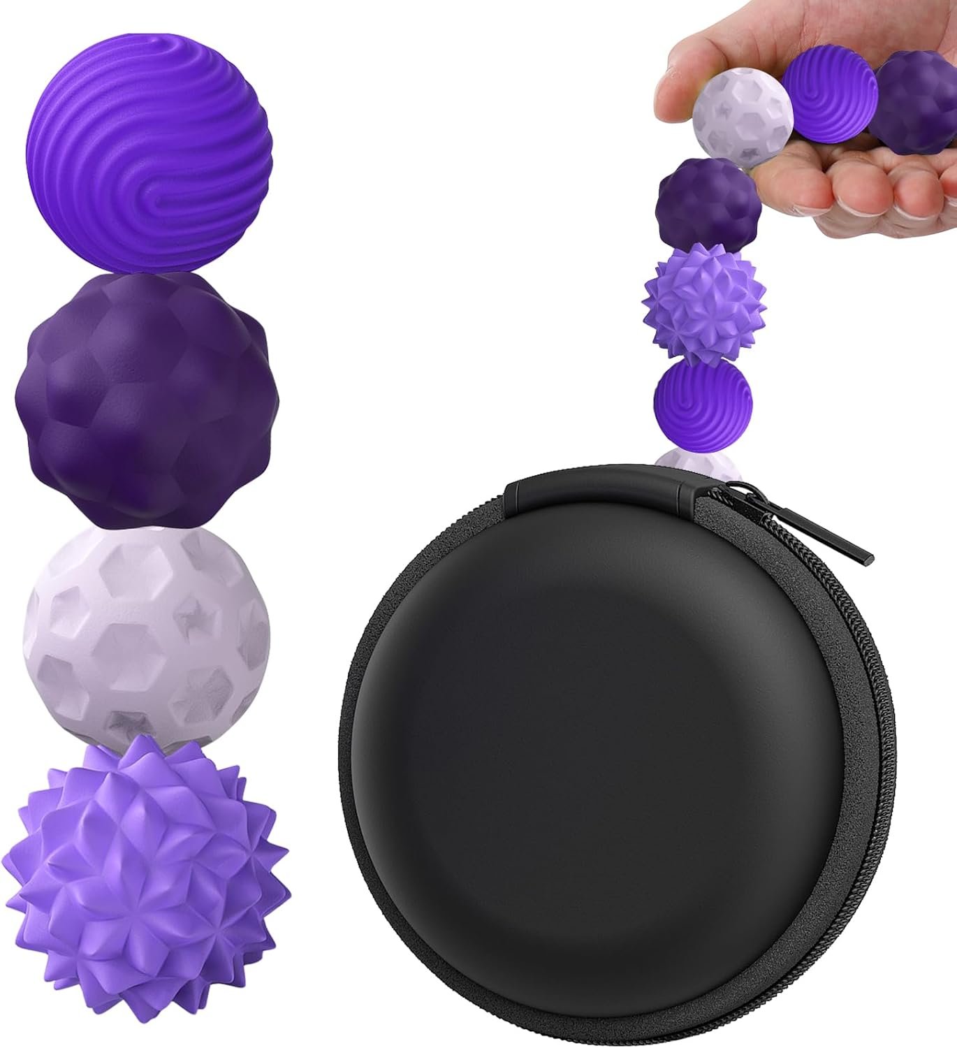 BUSOHA Silicone Fidget Balls - 4 Pack Fidget Toys Adults Sensory Toys Stress Balls for Adults Teens Gifts for Calming,Autism and ADHD Office