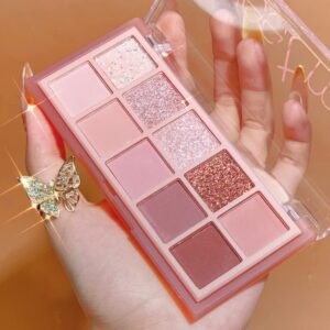 Go Ho 10 Colors Eyeshadow Palette,Matte&Glitter&Shimmer Eyeshadow Makeup,Pink Powder Light Pink Eye Shadow Shades,Naturing-Looking,Waterproof Eye Shadow Palette Makeup,03