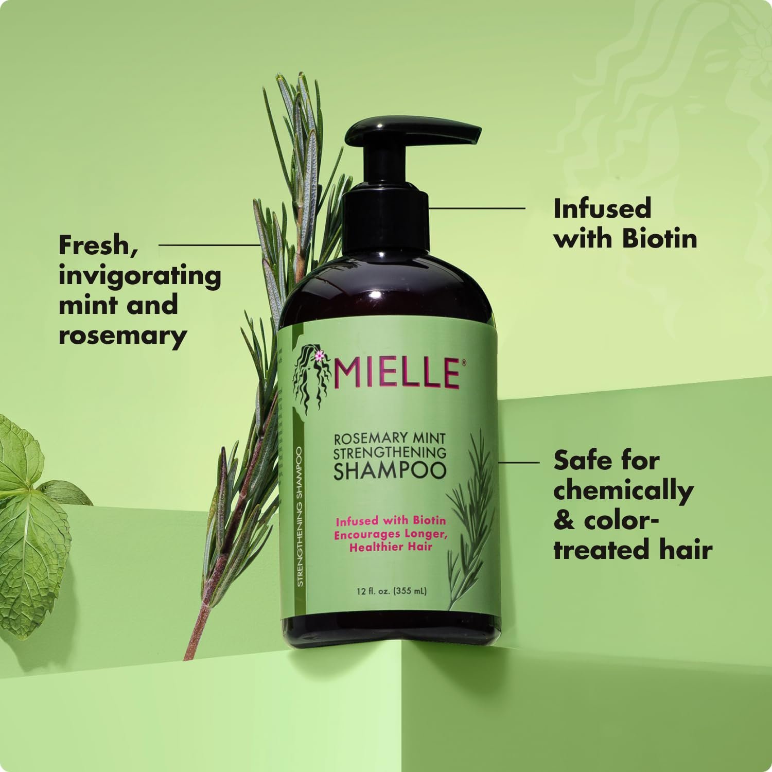 Mielle Organics Rosemary Mint Hair Strengthening Biotin Shampoo - Moisturizing Hair Shampoo for Women and Men to Gently Cleanse, Repair & Protect Strands (20 oz) - Image 4