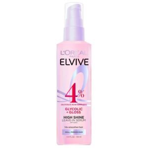 L’Oreal Paris Elvive Glycolic + Gloss High Shine Leave-In Hair Serum, Smooths Dull, Porous Hair Into High-Shine, Glossy Hair, 4.4 Fl Oz