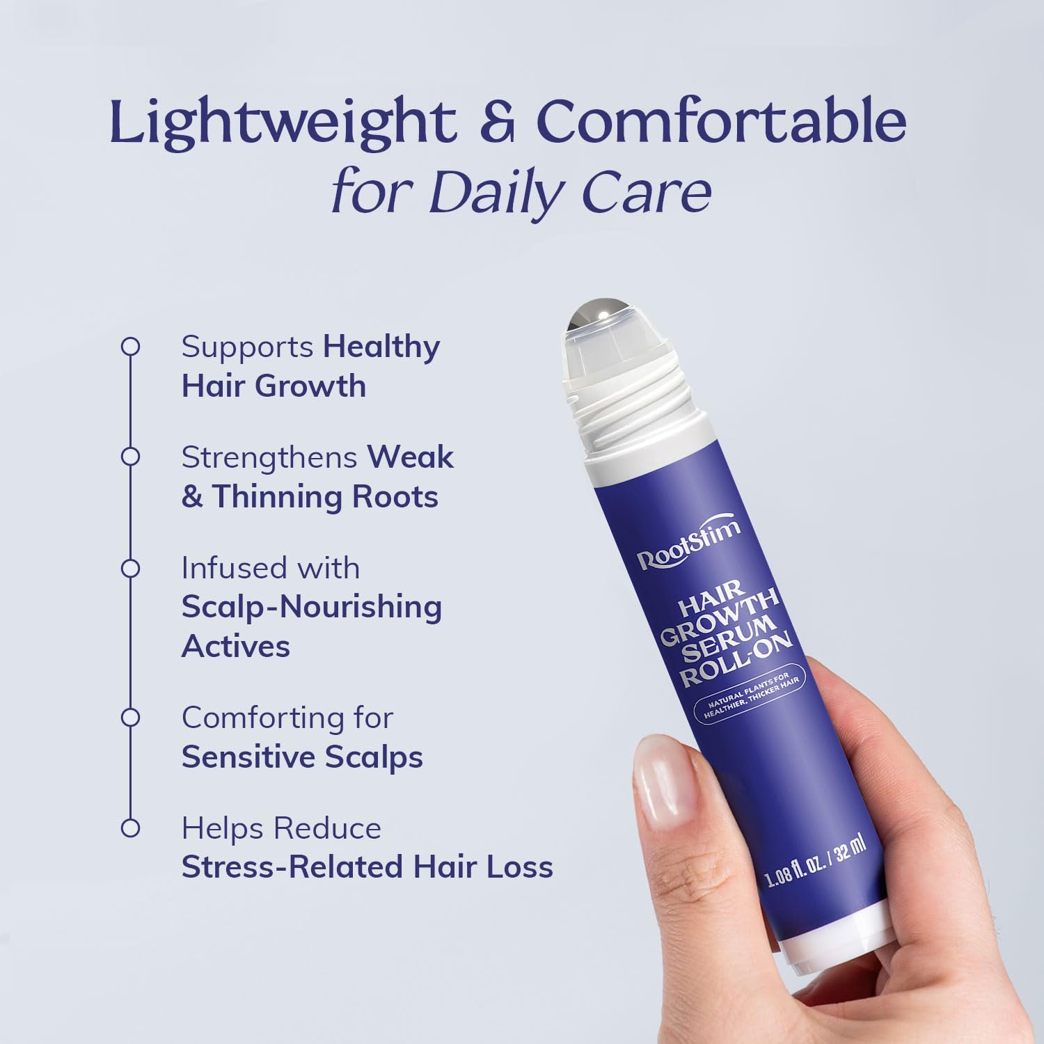 Hair Growth Serum Roll On with Rosemary, Caffeine & Biotin, Helps Support Fuller-Looking Hair, Clean Non-Greasy Scalp Serum for Thinning Hair 2-pack, 2.16 Fl Oz - Image 2