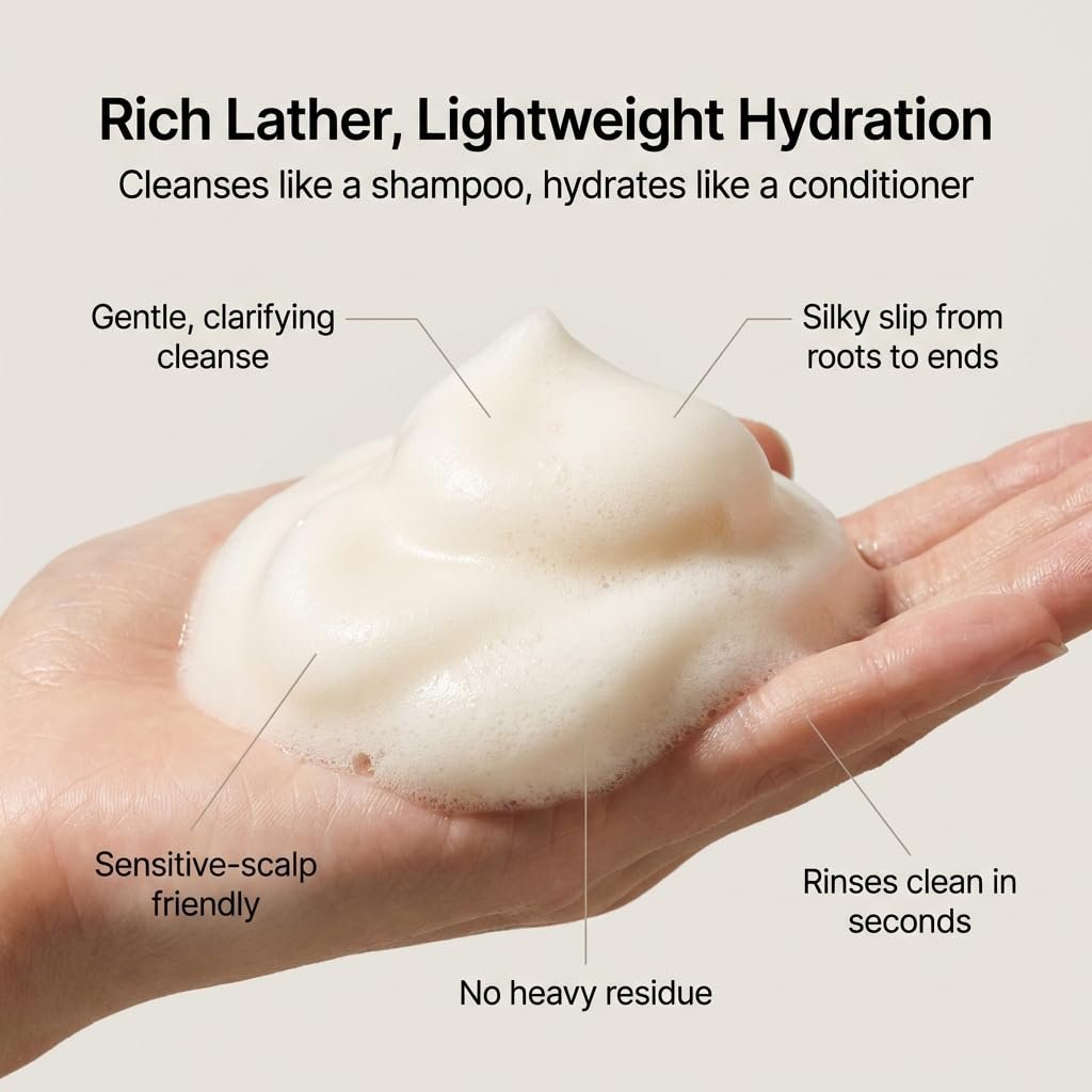 #OOTD Rice Water Biotin Shampoo for Hair Thickening & Volumizing - Sulfate Free Korean Hair Care with Hyaluronic Acid - Deep Hydration & Repair for Dry Damaged Hair, Sensitive Scalp, 20.29 Fl Oz - Image 3