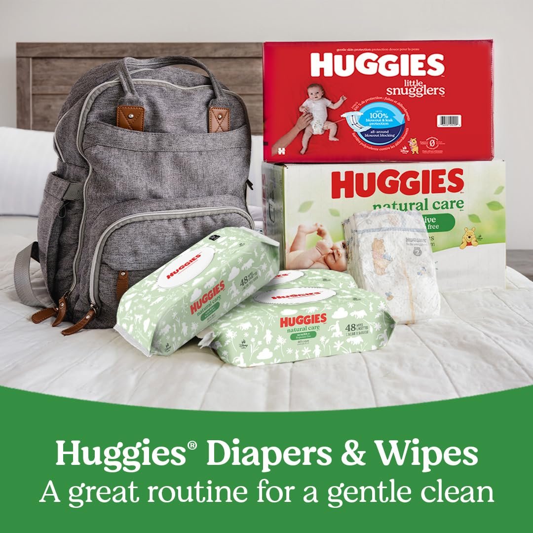 Huggies Natural Care Sensitive Baby Wipes, Unscented, Hypoallergenic, 99% Purified Water, 1 Flip-Top Pack (56 Wipes Total) (Pack of 3) - Image 9