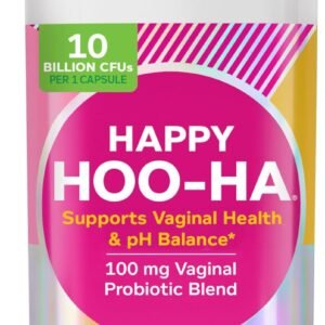 OLLY Happy Hoo-Ha Capsules, Vaginal Probiotics for Women or People with Vaginas, Vaginal Health and pH Balance,* 10 Billion CFU Per Capsule – 25 Count