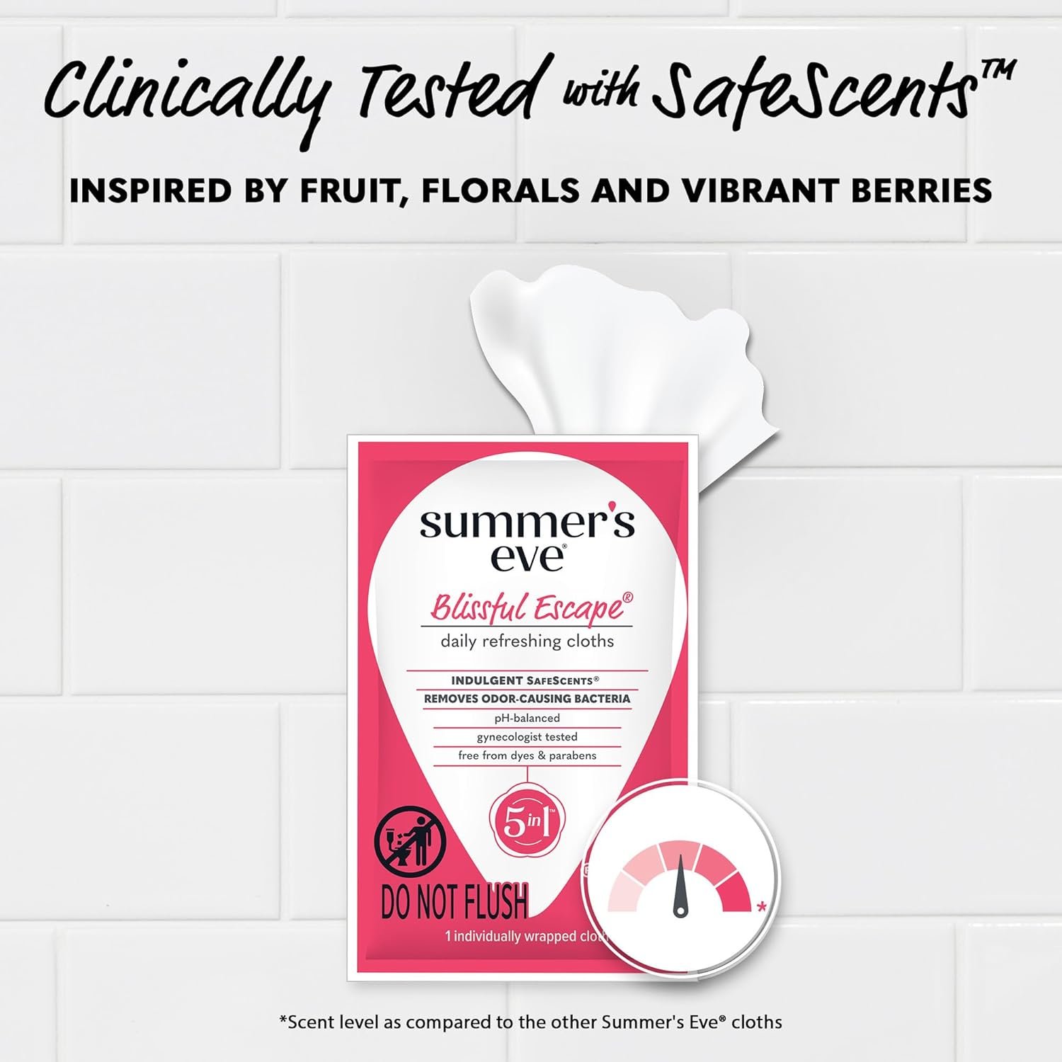 Summer's Eve Blissful Escape Feminine Wipes, Gentle pH-Balanced Formula Helps Control Vaginal Odor, Individually Wrapped Wipes, 12 Count - Image 4