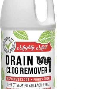 Mighty Mint Drain Clog Remover, Safe for Pipes and Septic, Dissolves Hair & Grease, Clears Blocked Drains and Deodorizes, Natural Mint Scent, 32oz