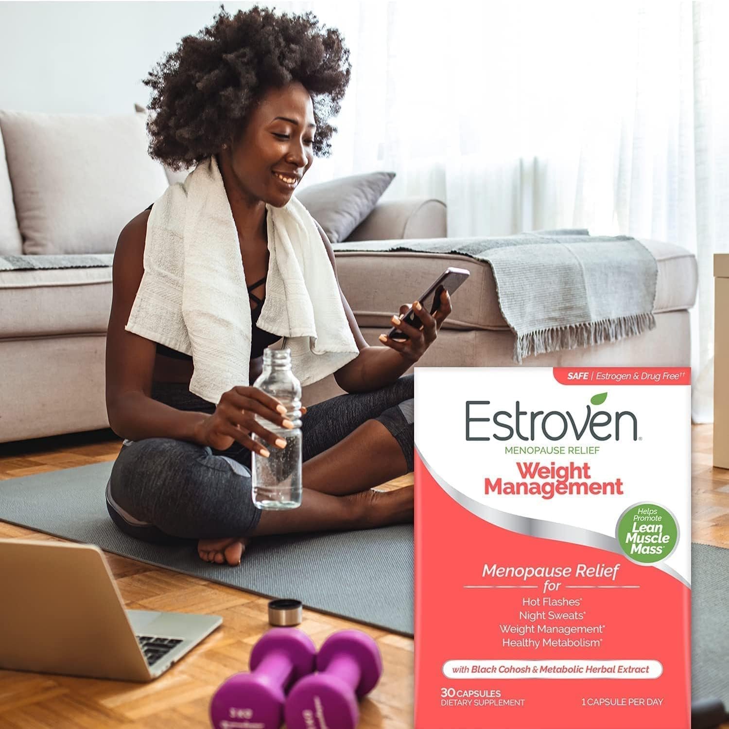 Estroven Weight Management for Menopause Relief - 60 Ct. - Clinically Proven Ingredients Help Manage Weight, Provide Night Sweats & Hot Flash Relief - Drug-Free & Gluten-Free - Image 8