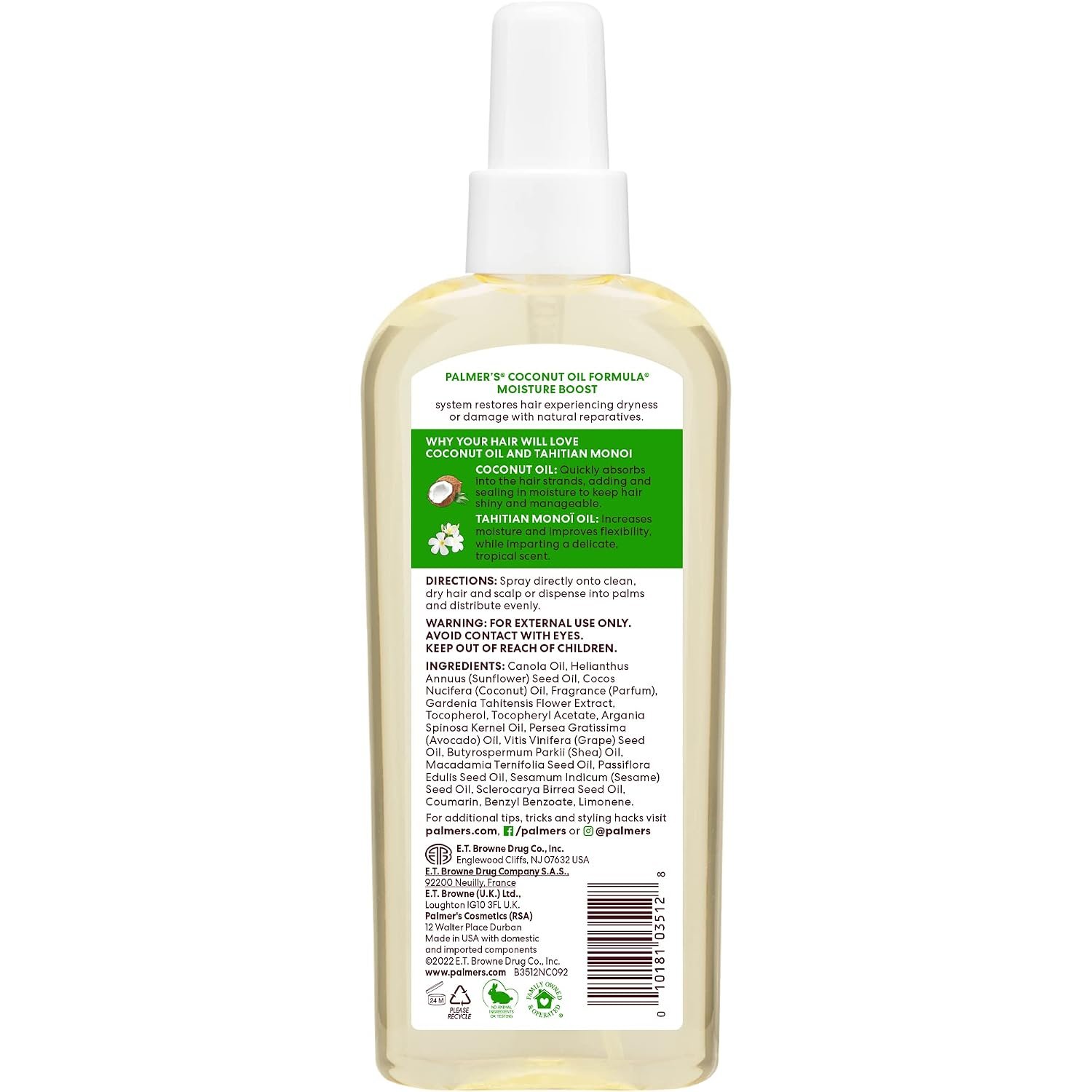 Palmer's Coconut Oil Moisture Boost, Restorative Hair and Scalp Oil Spray, Lasting Hydration and Shine for Dry or Damaged Hair, Promotes Scalp Health, 5.1 Oz - Image 2
