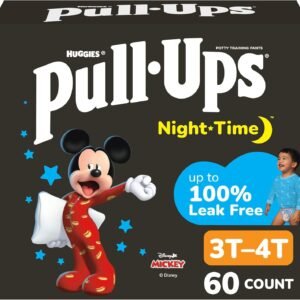 Pull-Ups Boys’ Night-Time Potty Training Pants, Size 3T-4T Overnight Training Underwear (32-40 lbs), 60 Ct