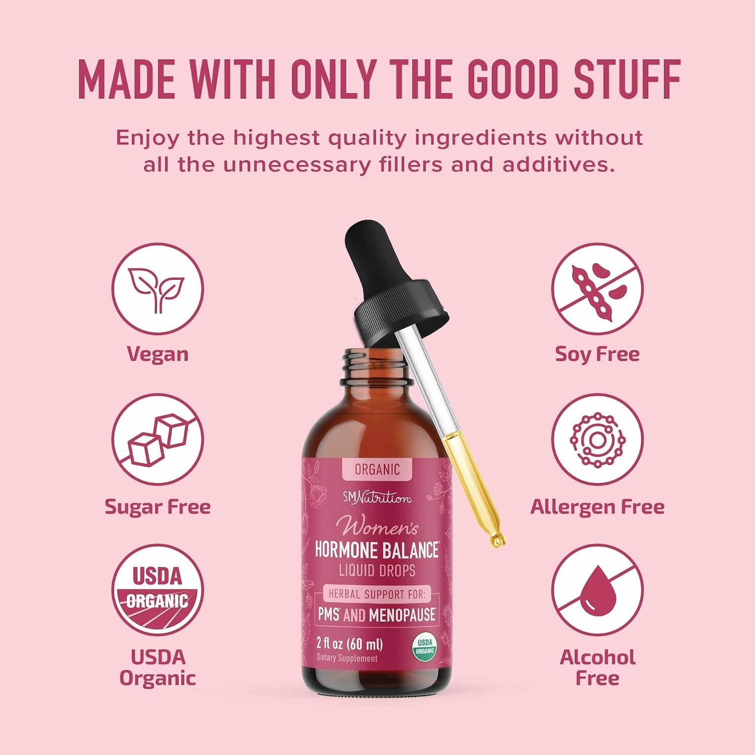 Hormone Balance Liquid Drops | with Black Cohosh, Stinging Nettle, Red Raspberry Leaf, Chasteberry & More | Menopause, Hot Flash, & PMS Relief Menstrual Herbal Support Tincture | Vegan Formula | 2oz - Image 5