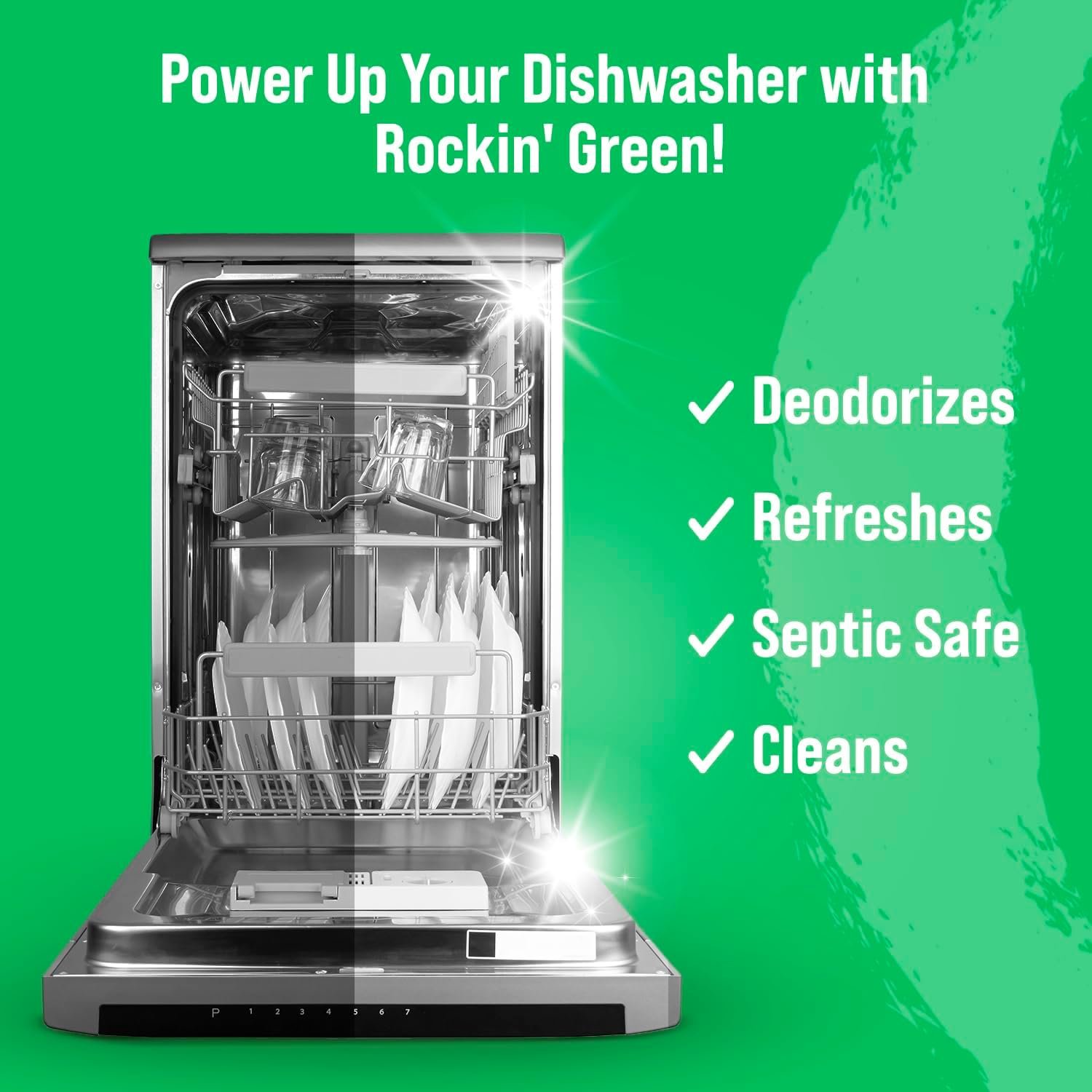 Rockin' Green Deep Cleaning and Deodorizing Tablets for Dishwashers, Washing Machines, and Garbage Disposals, Removes Odor and Residue (Dishwasher Cleaning Tablets, 8 Pack) - Image 6
