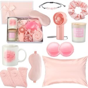 FoldTier 11 Pcs Mother’s Day Menopause Gift for Women Care Baskets Box Pink Menopause Support Gifts Calming Anxiety Stress Relief Set for Birthday