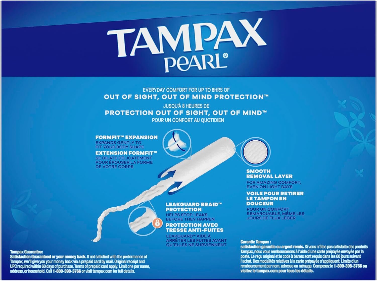 Tampax Pearl Tampons Multipack, with LeakGuard Braid, Regular/Super Absorbency, Up to 100% Leak and Odor Free Protection, Unscented, 68 Count - Image 10