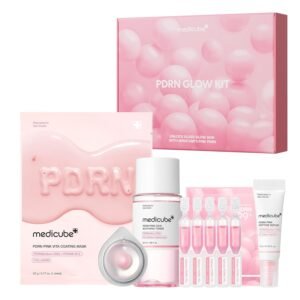 medicube Salmon DNA PDRN Glow Kit | Glass Glow Mini Skincare Set with Toner, Serum & Sheet Mask for Hydrating, Firming, Moisturizing |Gift & Travel Essentials for Women & Girls | Korean Skincare