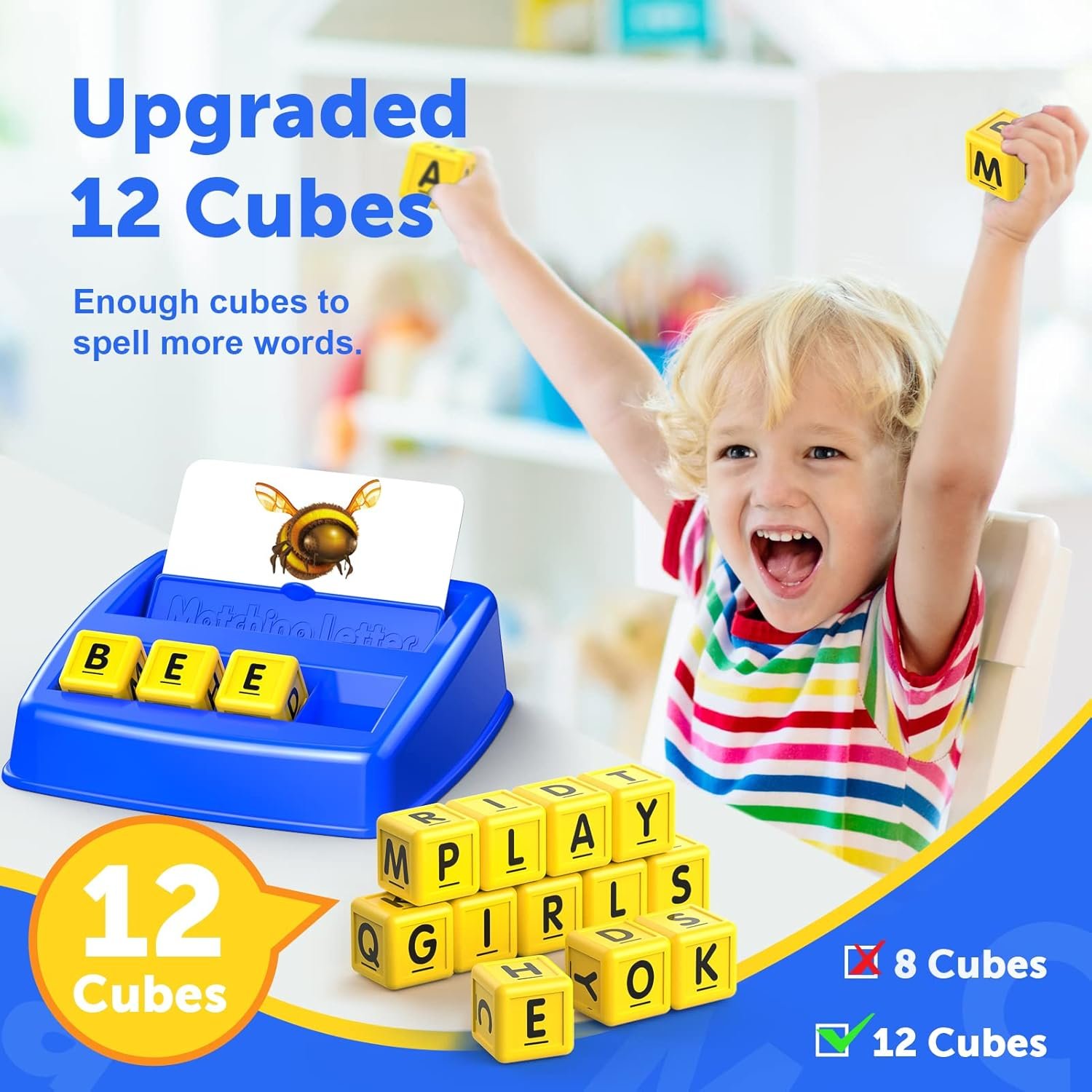 Learning Games for Kids Ages 3-8, Matching Letter Game for Kids Toys Ages 3-8 Educational Toys for 3-8 Year Olds Boys Girls Birthday Party Easter Gifts for 3-8 Year Olds Boys Girls Blue - Image 3