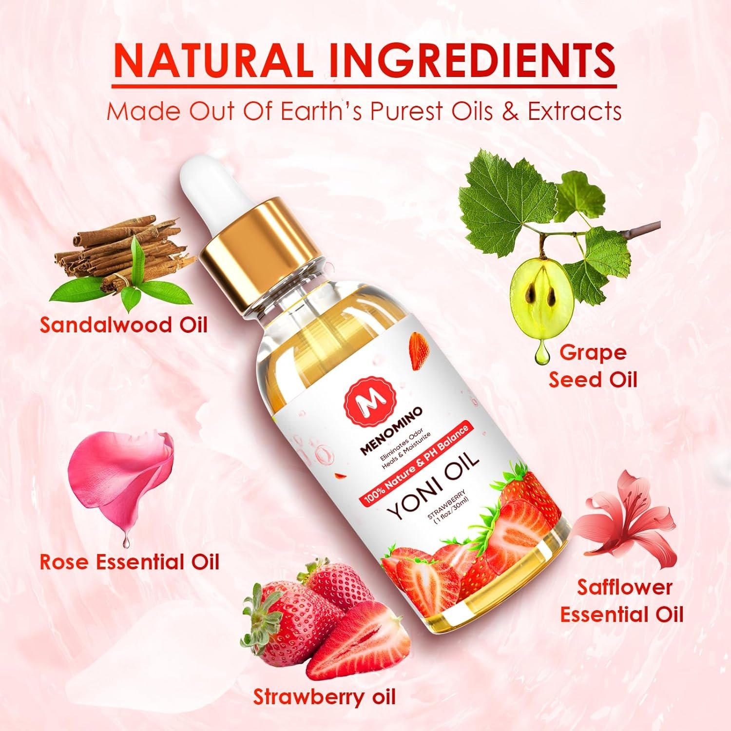 3 Pack Yoni Oil Feminine Oil for Women pH Balance - Feminine Deodorant with Pineapple Peach Strawberry Essential Oil, 1 fl oz/pc - Image 4