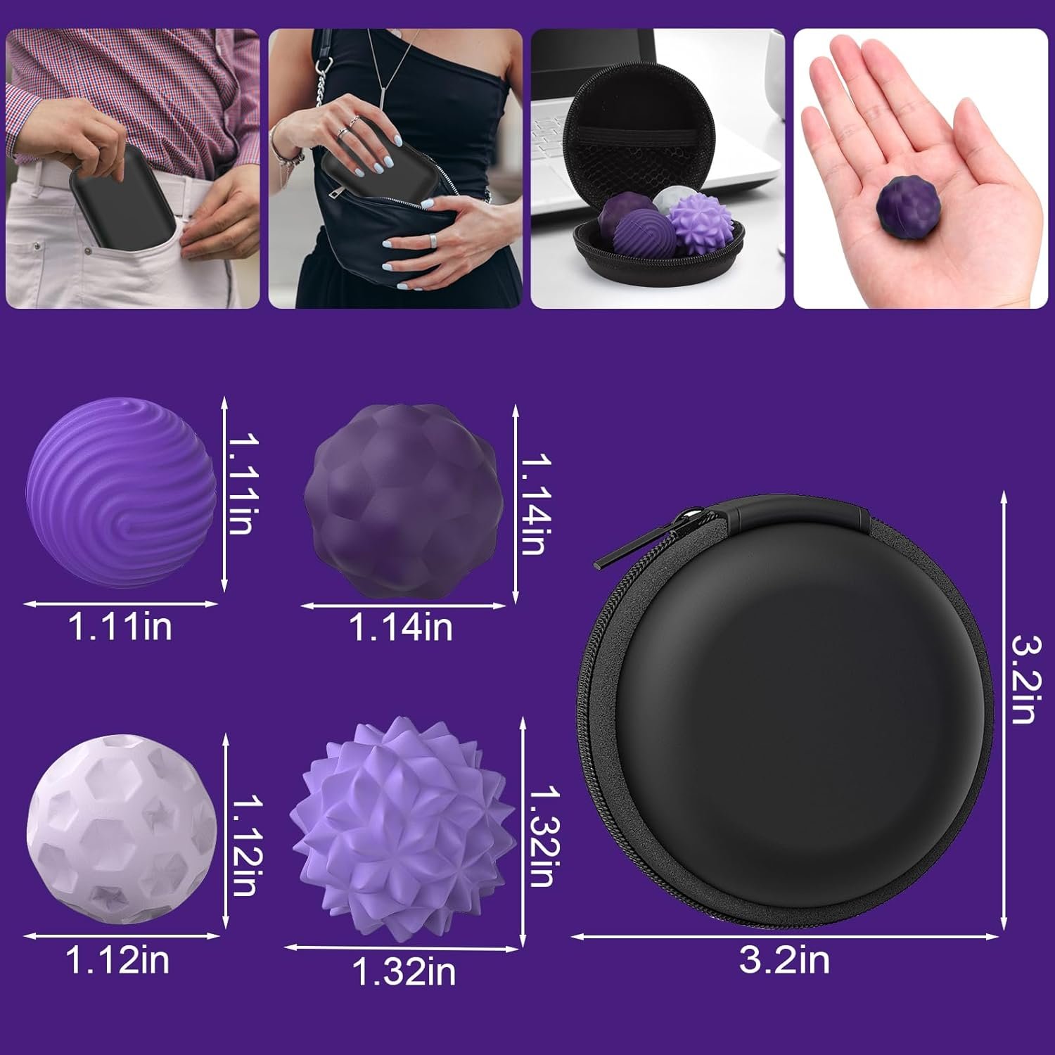 BUSOHA Silicone Fidget Balls - 4 Pack Fidget Toys Adults Sensory Toys Stress Balls for Adults Teens Gifts for Calming,Autism and ADHD Office - Image 2