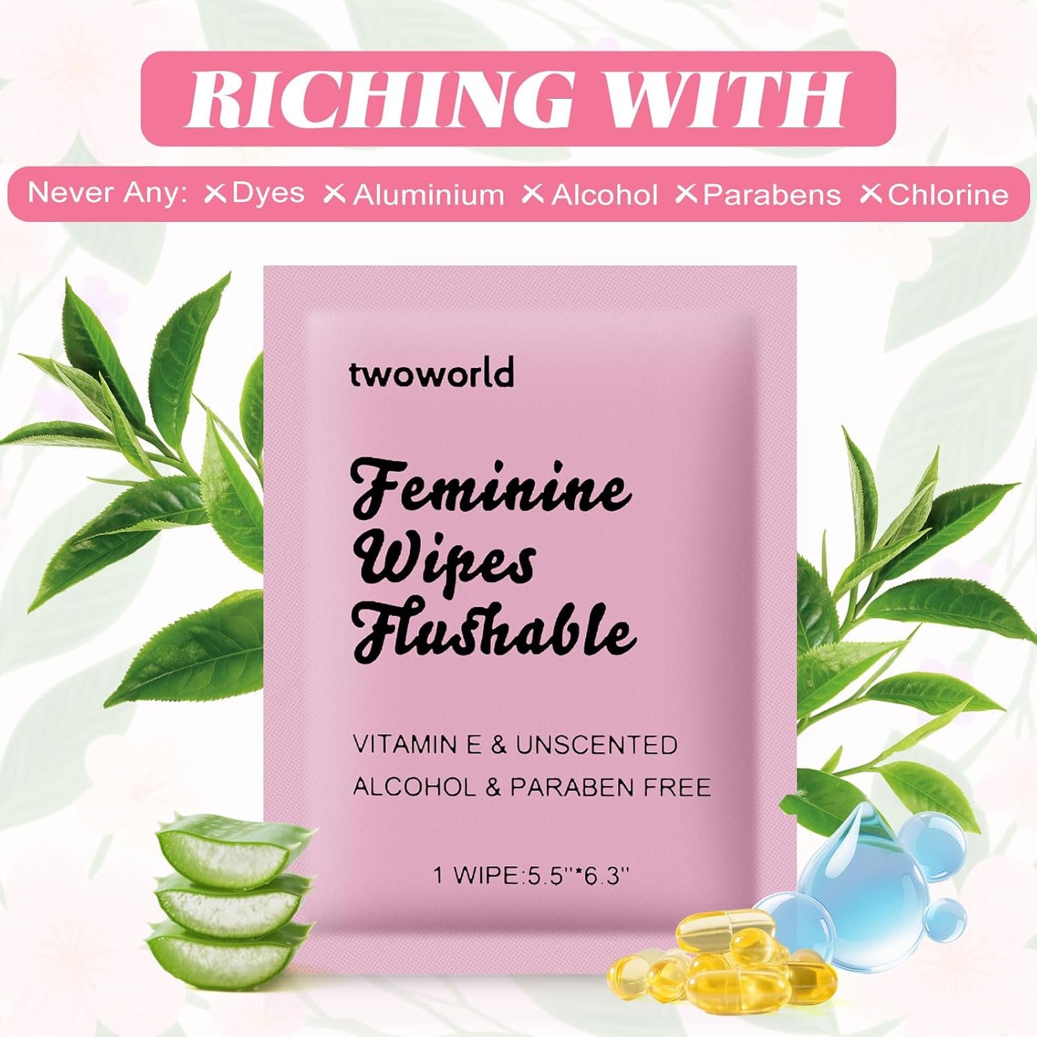 Feminine Wipes Individually Wrapped, Flushable Wipes Travel,Feminine Care Vaginal Wipes for Adult,Women, Girl and Homeless (Pack of 50,Unscented) - Image 3