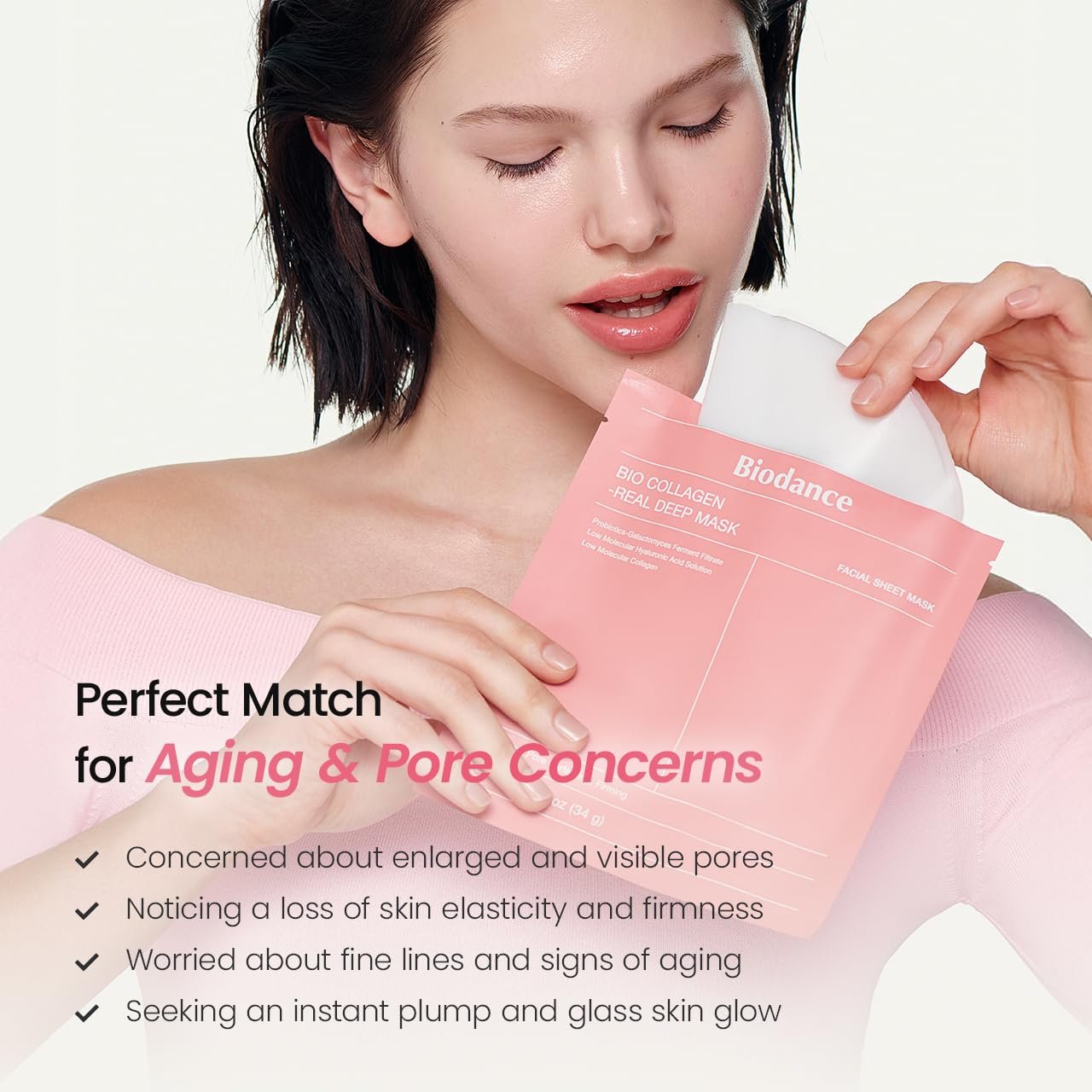 BIODANCE Bio-Collagen Real Deep Mask, Hydrating Overnight Hydrogel Face Mask, Pore Minimizing, Plumping, Elasticity Improvement, Korean Skin Care, Self Care Gifts for Women | 1.19oz(34g) x 16ea - Image 6