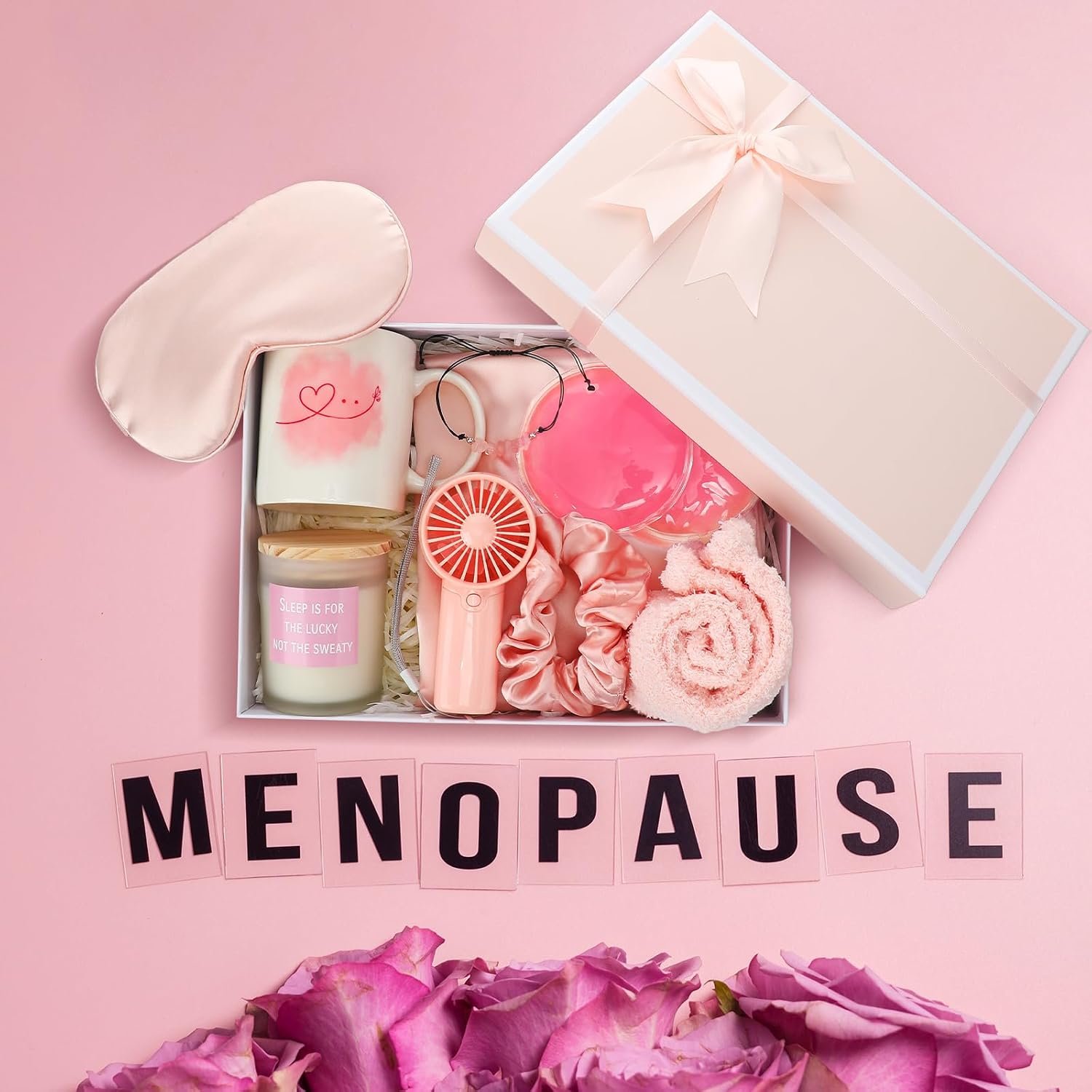 FoldTier 11 Pcs Mother's Day Menopause Gift for Women Care Baskets Box Pink Menopause Support Gifts Calming Anxiety Stress Relief Set for Birthday - Image 5