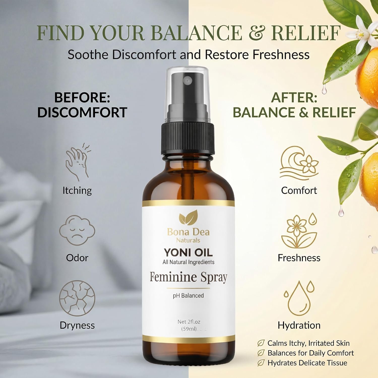 Feminine Spray for Women – All Natural Yoni Oil Deodorant & Moisturizer, Organic Essential Oils, Chemical-Free Perineal Massage Oil for Pregnancy, Sensitive Vaginal Care | 2 oz Spray - Image 5
