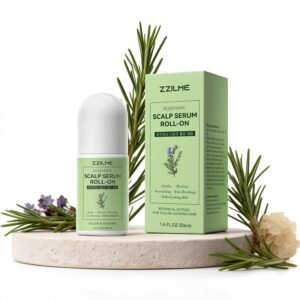 Rosemary Hair Growth Serum Roll-On with Caffeine & Niacinamide, Mess-Free Precision Scalp Treatment for Thinning Hair, Targets Hairline & Part, Non-Greasy Leave-In for Fuller-Looking Hair, 1.6 fl oz