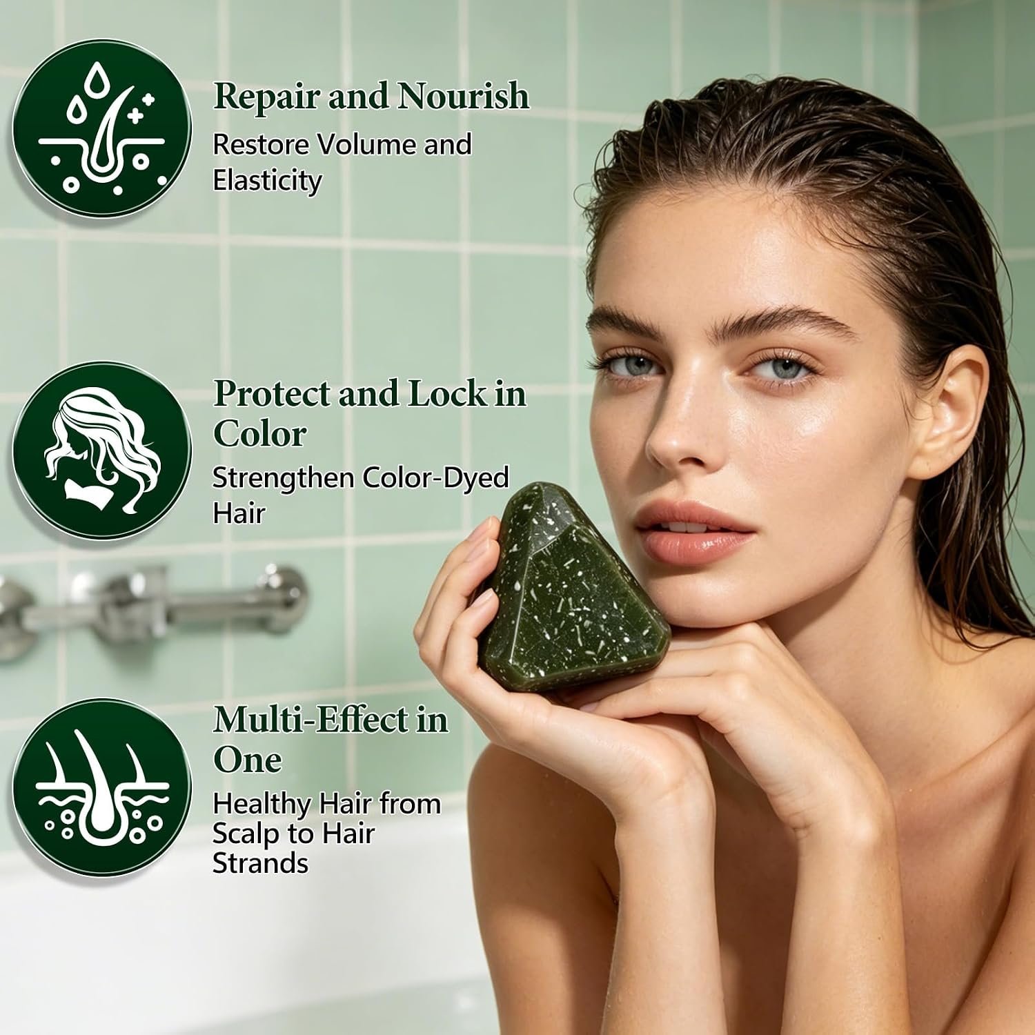 Korean Scalp Shampoo Revival Bar,Rosemary Amino Acid Shampoo Bar, Natural Botanical Anti-Hair Loss Shampoo Bar,Green Soap for Hair,Gentle Herbal Hydrating & Scalp (2PCS) - Image 5