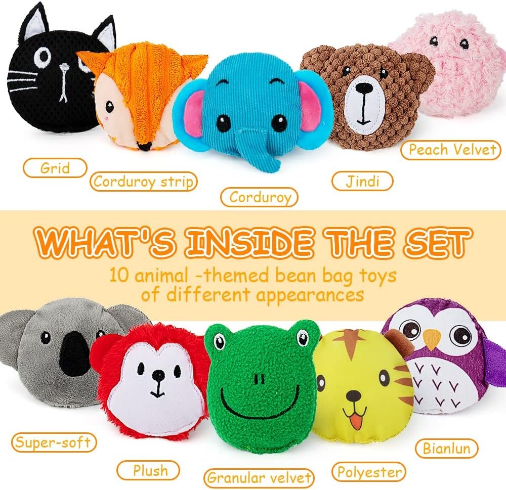 teytoy Sensory Bean Bag for Kids 10 Pack,Texture Sensory Beanbags,Sensory Toys for Autism,Animal Sensory Fine Motor Toys with Storage Bag for Boys and Girls - Image 3
