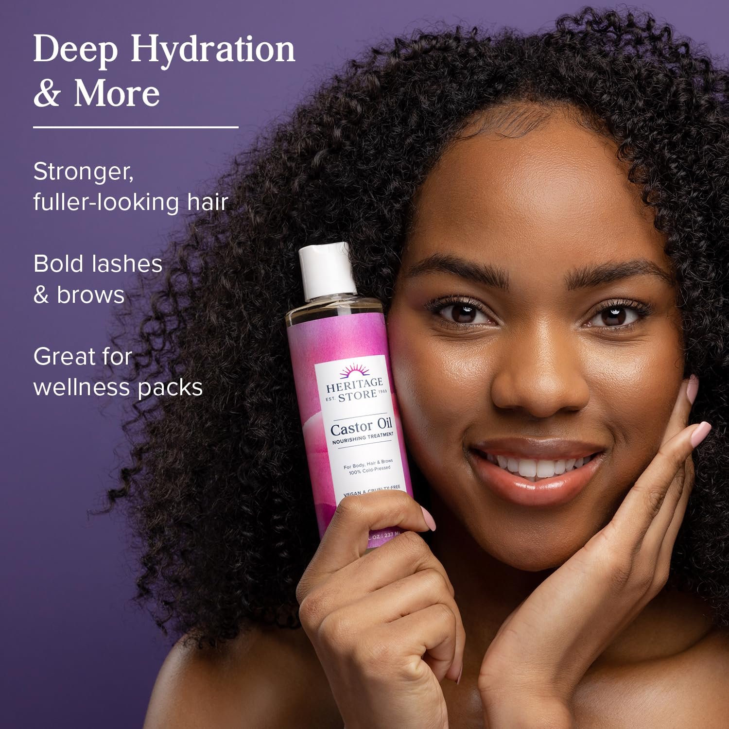 HERITAGE STORE Castor Oil Nourishing Hair Treatment - Deep Hydration for Healthy Hair Care, Skin Care, Lashes and Brows, Castor Oil Packs - Cold Pressed, Hexane Free, Vegan, 60-Day Guarantee, 16oz - Image 2