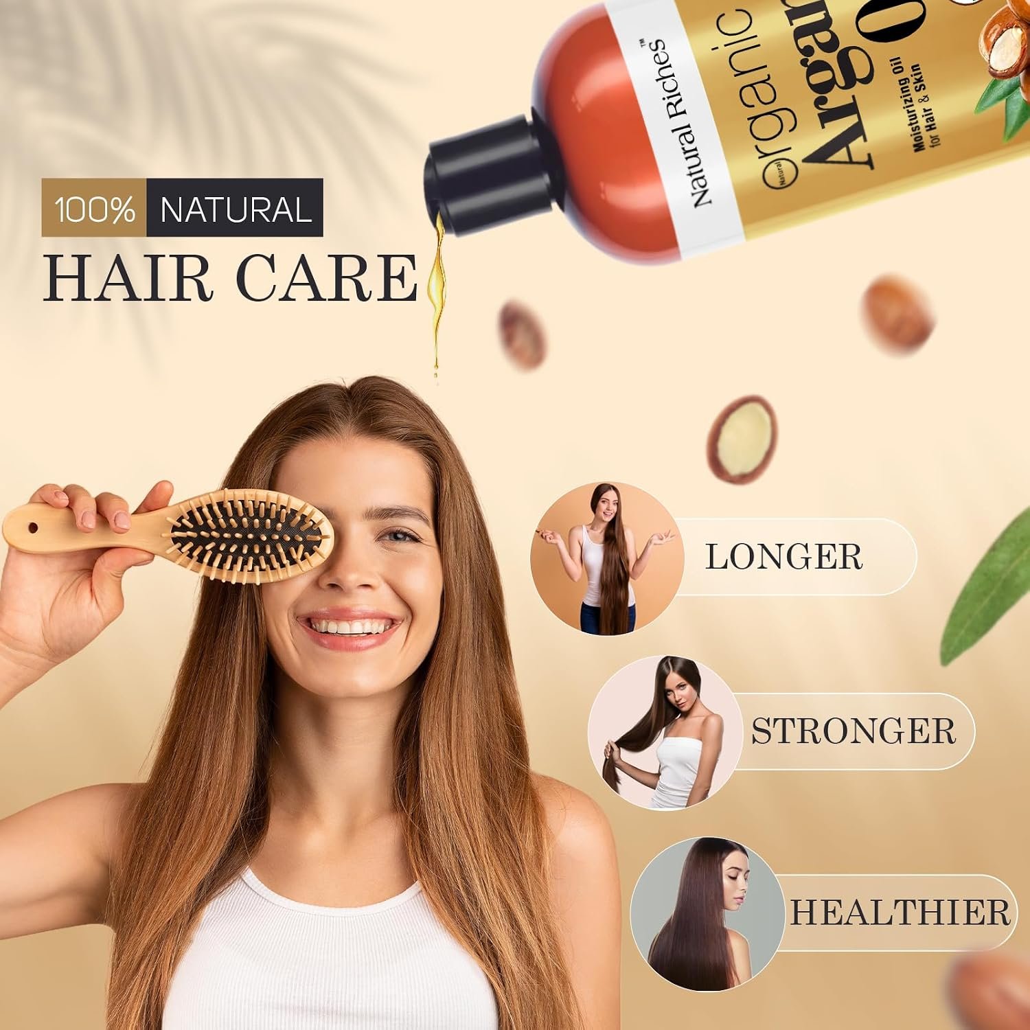 Natural Riches Organic Argan Oil of Morocco 16oz Penetrating Hair oil Deep Moisturizing Serum for Dry, Damaged & Coarse Hair pure Moroccanoil Cold Pressed for Hair, Face and Body - Image 4
